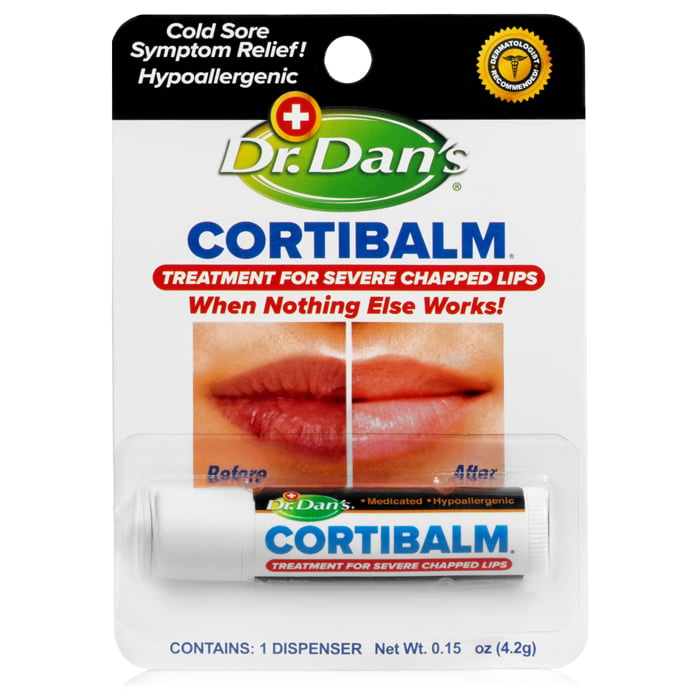 Dr. Dan’s CortiBalm Lip Balm product packaging
